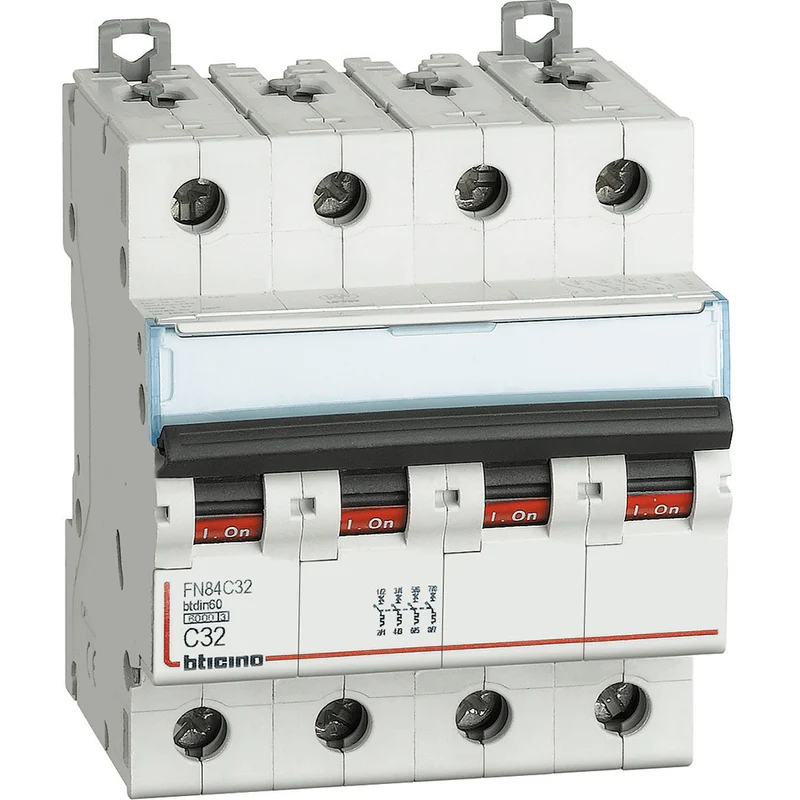 BTICINO FN84C32 - Magnetotermico 4P curva C - In= 32A - Icn= 6kA - Vn= 400 Vac - 4 moduli