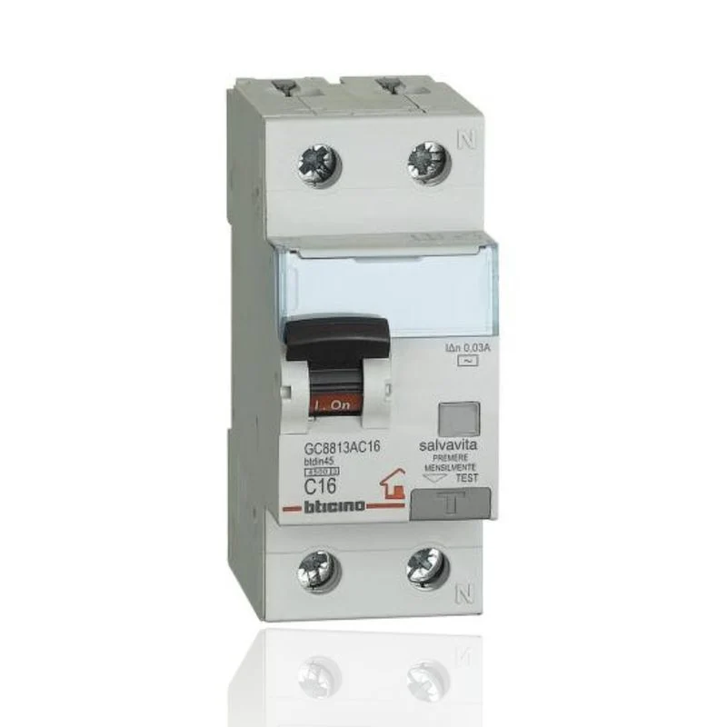 BTICINO GC8813AC16 - Magnetotermico differenziale BTDIN-RS 1P+N - 4500 - C16 - 0,03 - tipo AC
