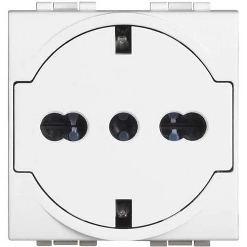 BTICINO N4140/16F - Presa FLAT Standard Tedesco E Bipasso 10/16A 250 V Ac - Bianco - LivingLight