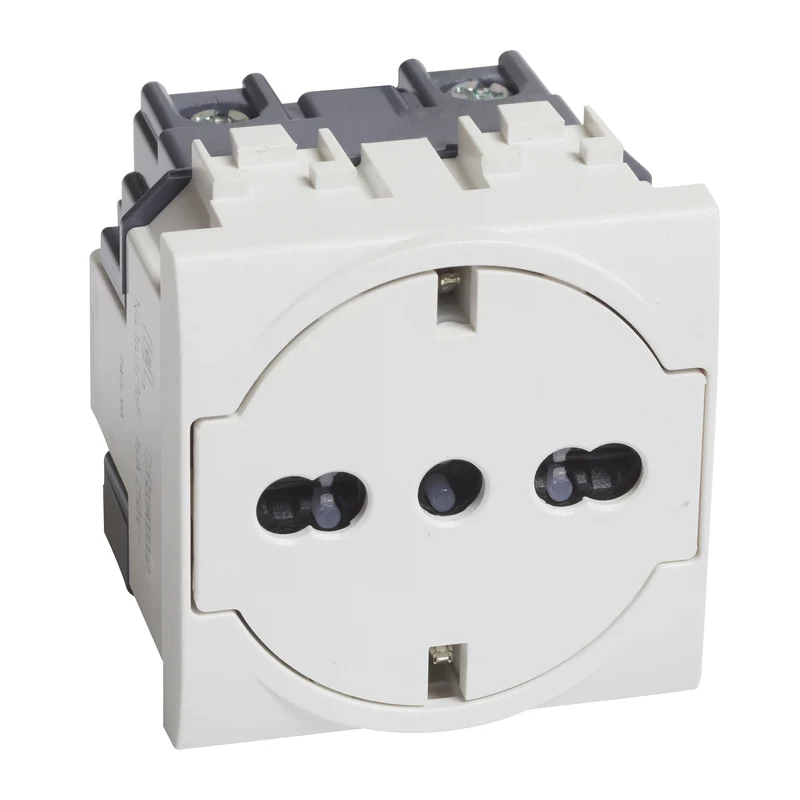 BTICINO N4140/16F - Presa FLAT Standard Tedesco E Bipasso 10/16A 250 V Ac - Bianco - LivingLight