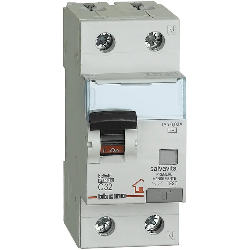 BTICINO GC8813AC32 - Magnetotermico differenziale BTDIN-RS 1P+N - 4500 - C32 - 0,03 - tipo AC