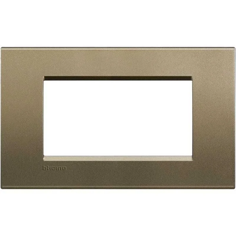 BTICINO LNA4804SQ - Placca 4 Posti Quadra Square Metallica Bronzo