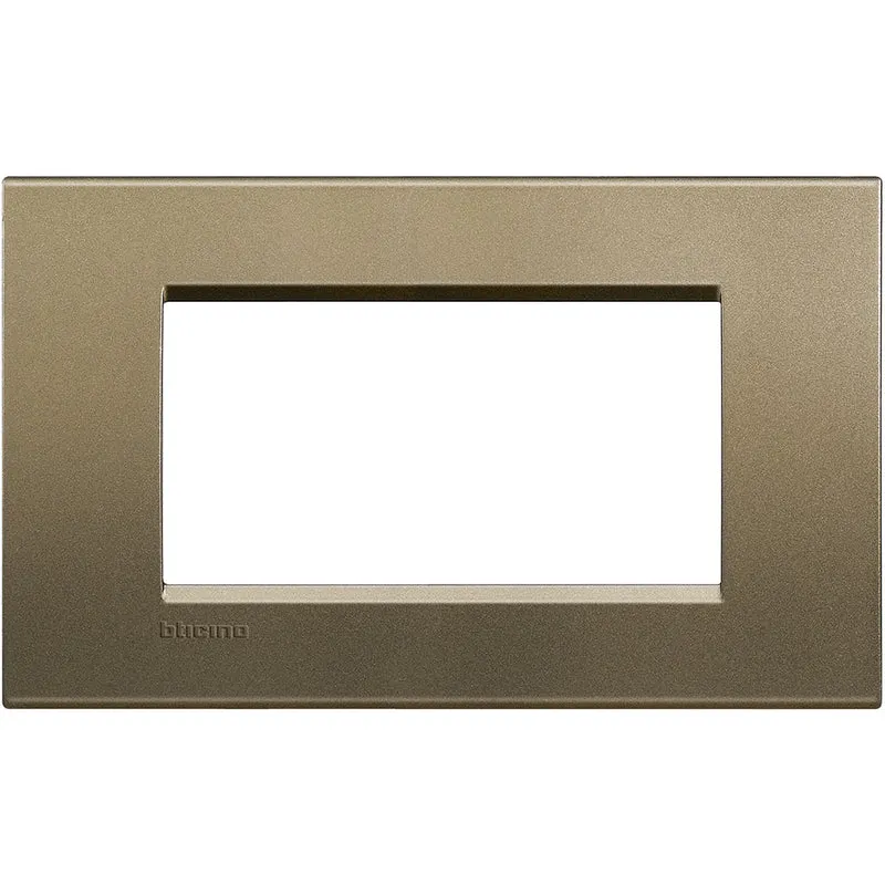 BTICINO LNA4804SQ - Placca 4 Posti Quadra Square Metallica Bronzo