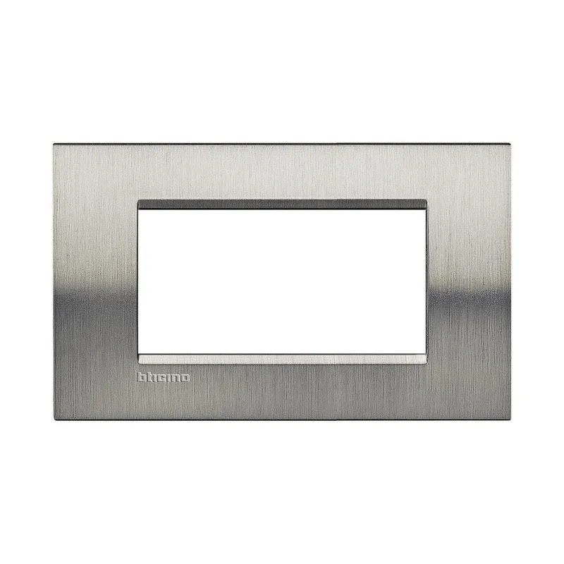 BTICINO LNA4804ACS - Placca quadra Livinglight 4 moduli acciaio spazzolato