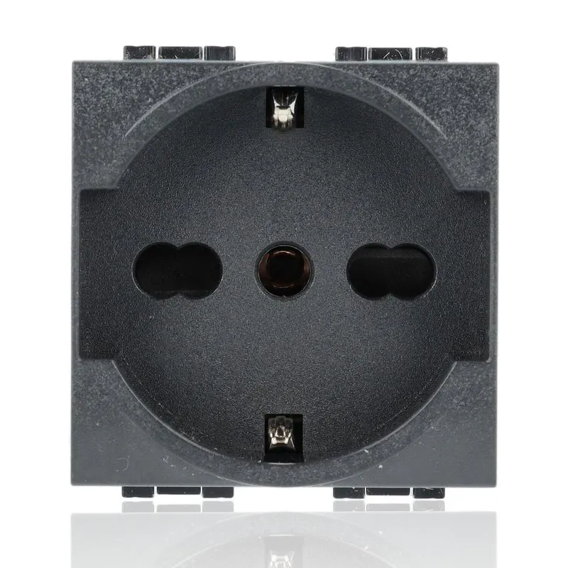 BTICINO L4140/16_BOX - 10 pezzi - Presa Standard Tedesco E Bipasso 10/16A 250 V Ac - Antracite - LivingLight