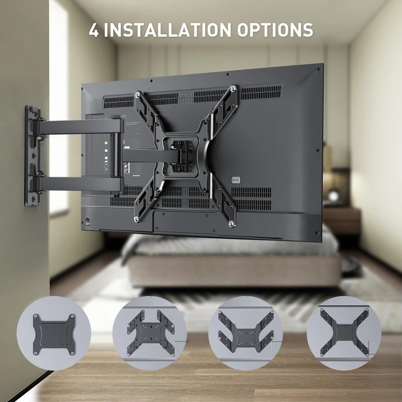 Perlegear Supporto da Parete per TV da 26 a 60 Pollici, Staffa TV con Braccio Girevole ed Estendibile, Max VESA 400x400, Supporto Ultra Resistente 45 kg - PGMFK6