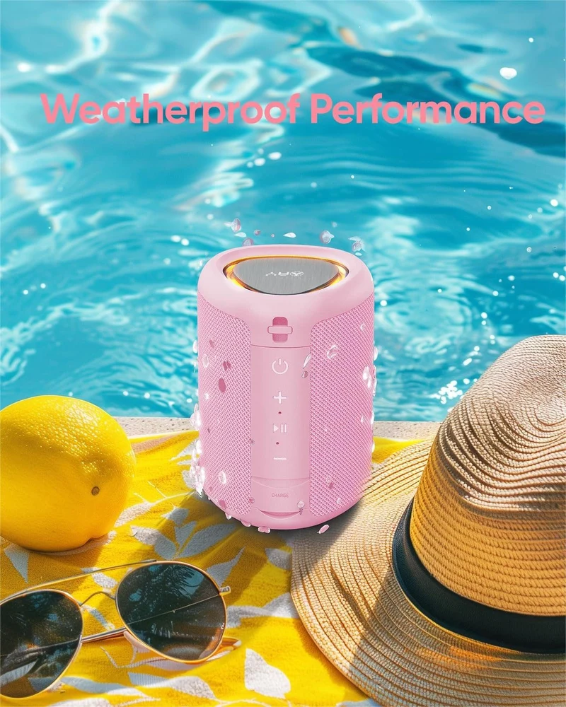 AY Cassa Bluetooth Portatile con Luci, Impermeabile IPX5, Stereo Paring, Ingresso AUX&TF-Card, 24 Ore di Riproduzione, Piccolo Altoparlante wireless Bluetooth 5.3, Perfetto per Casa,Feste,All'aperto