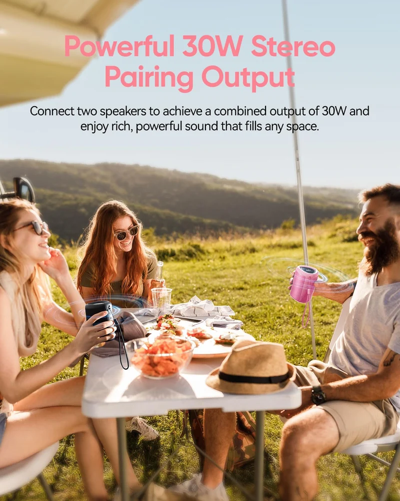 AY Cassa Bluetooth Portatile con Luci, Impermeabile IPX5, Stereo Paring, Ingresso AUX&TF-Card, 24 Ore di Riproduzione, Piccolo Altoparlante wireless Bluetooth 5.3, Perfetto per Casa,Feste,All'aperto