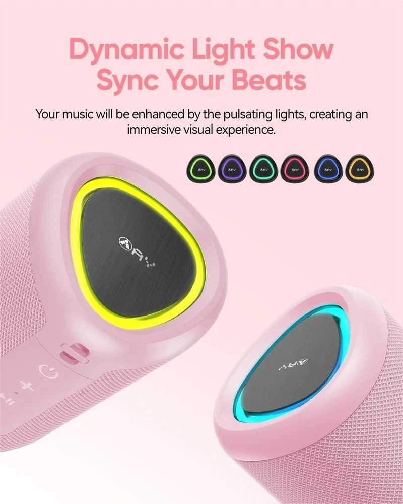AY Cassa Bluetooth Portatile con Luci, Impermeabile IPX5, Stereo Paring, Ingresso AUX&TF-Card, 24 Ore di Riproduzione, Piccolo Altoparlante wireless Bluetooth 5.3, Perfetto per Casa,Feste,All'aperto