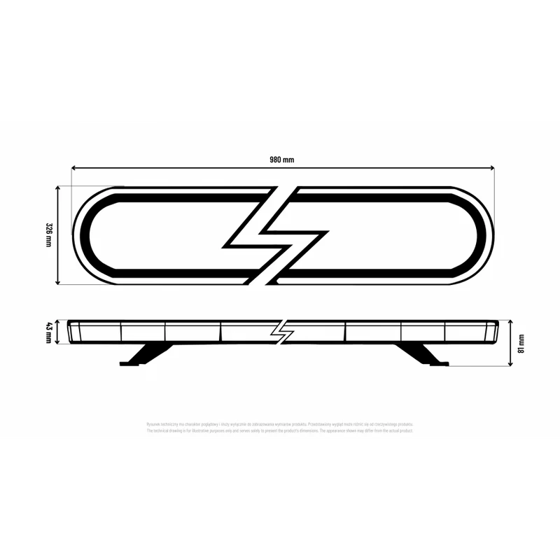 Barra luminosa da tetto a LED Slimline Beacon / 3.3 piedi / 980 mm
