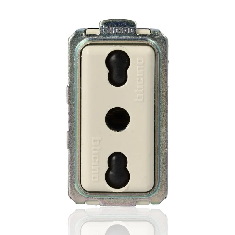 BTICINO 5180 - Presa Bipasso Standard Italia 2P+T 10/16 A 250 Vac Con Alveoli Schermati - Interasse 19 E 26 Mm - Magic