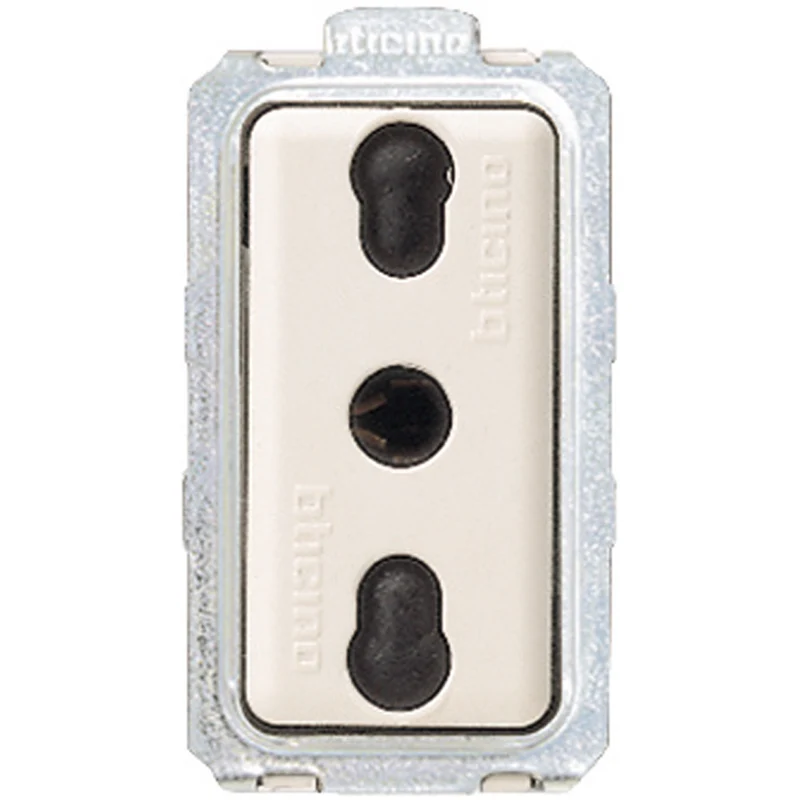 BTICINO 5180 - Presa Bipasso Standard Italia 2P+T 10/16 A 250 Vac Con Alveoli Schermati - Interasse 19 E 26 Mm - Magic