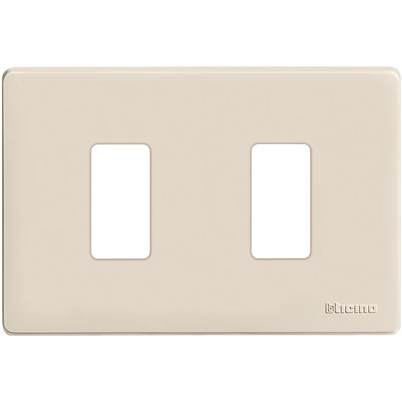 BTICINO 503/2/R - Placca 2 Posti Per Scatola Rettangolare In Resina Con Aggancio Graduale Per Supporto 503R - Magic