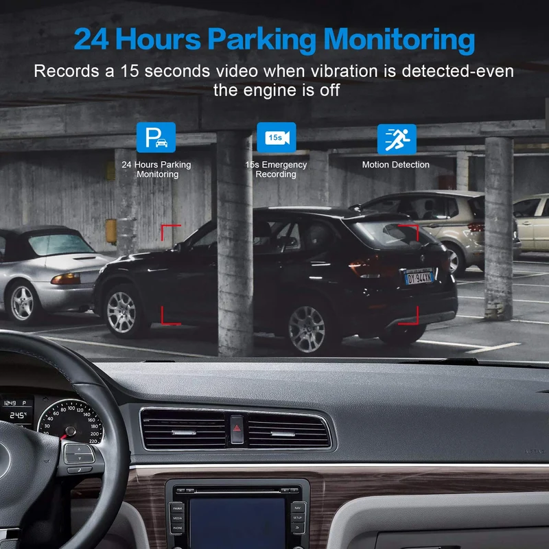Dash Cam Auto con 32G SD, BOOGIIO 1080P FHD Dash Cam Schermo IPS da 3 Pollici Grandangolo 170° Dashcam con WDR, G-Sensor, Monitoraggio del Parcheggio, Registrazione in Loop, Rilevamento del Movimento