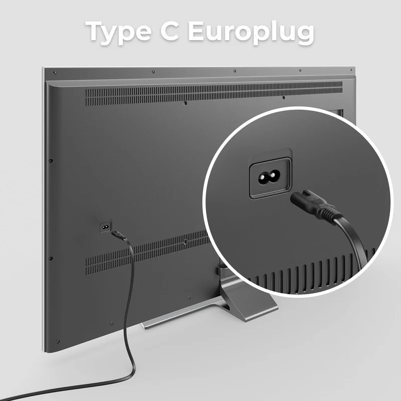 2m Cavo di Alimentazione Elettrico Spina Tipo C Europlug a Presa C7 Cavo Euro per Piccoli Elettrodomestici Euro 8 TV Blu-Ray Alimentatori - Nero
