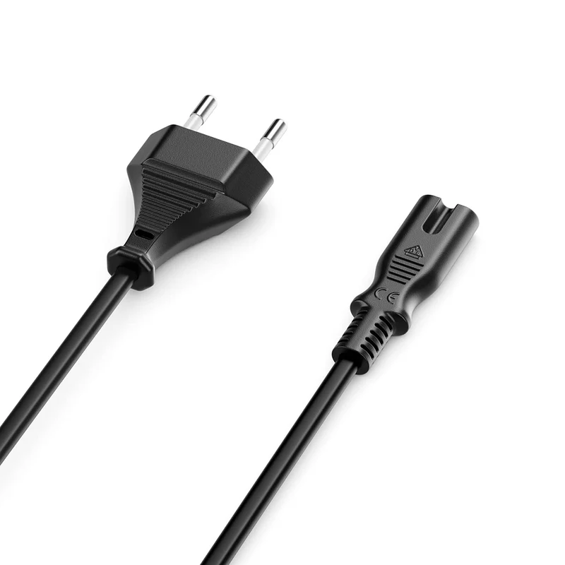 2m Cavo di Alimentazione Elettrico Spina Tipo C Europlug a Presa C7 Cavo Euro per Piccoli Elettrodomestici Euro 8 TV Blu-Ray Alimentatori - Nero
