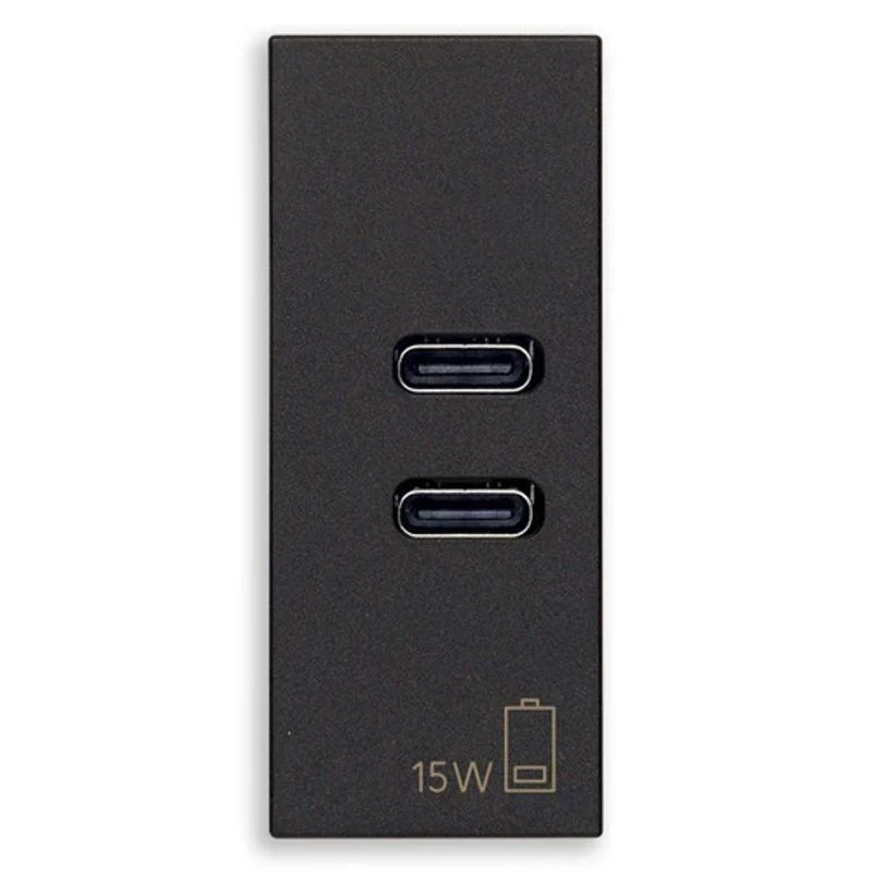 VIMAR 30292.CCG - Alimentatore USB C+C 15W 3A 5V nero