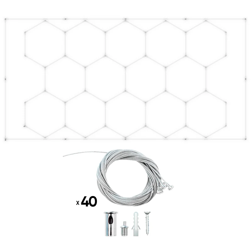 SET DI PLAFONIERE ESAGONALI A LED JBM 54805 2430x4835mm con supporto e telaio metallico e kit pendini SERIE619