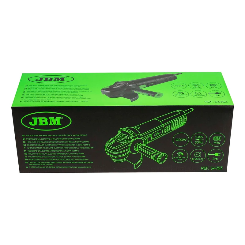 SMERIGLIATRICE ANGOLARE ELETTRICA PROFESSIONALE 1400W (125MM) 54753 JBM