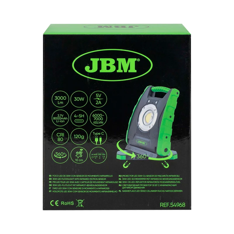 FARO LED 30W CON SENSORE DI MOVIMENTO A INFRAROSSI 54968 JBM