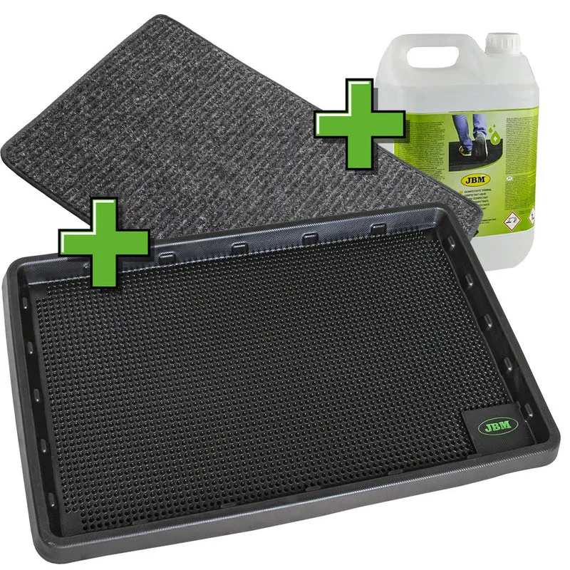 PROMO TAPPETO CON CONTENITORE PER DISINFETTANTE + TAPPETO ASCIUGA + LIQUIDO JBM SERIE316