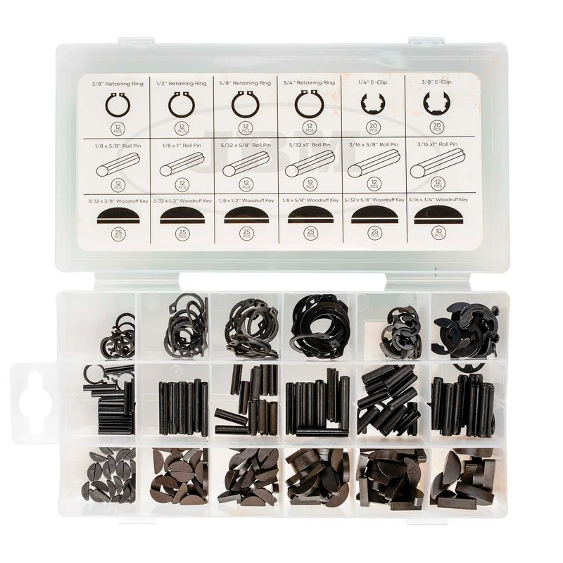 KIT 295 UNITÀ - CLIP, ANELLI DI SICUREZZA, VITI DI BLOCCO, PERNI 54943 JBM