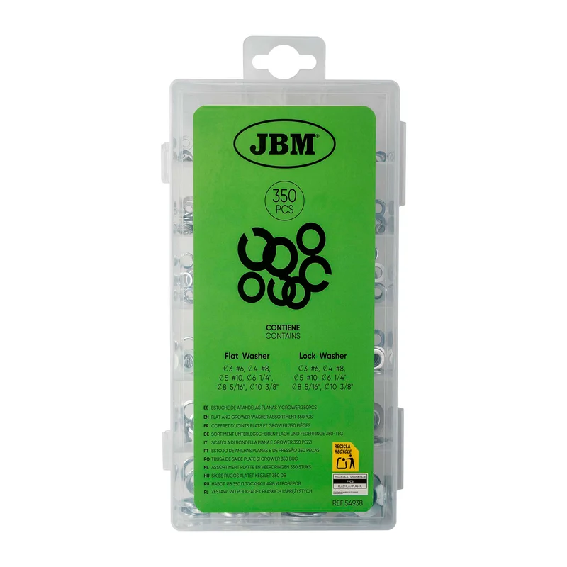 SCATOLA DI RONDELLA PIANA E GROWER 350 PEZZI 54938 JBM