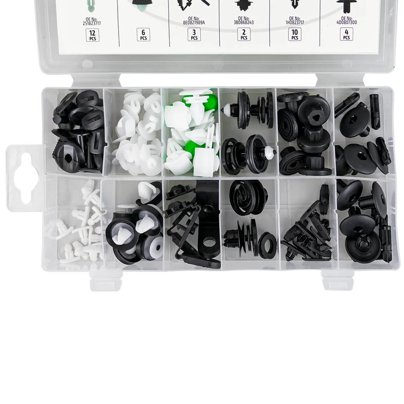 ASSORTIMENTO DI 79 PZ. CLIP PER PANNELLI PORTA/MODANATURA/TAPPEZZATURA VAG/SEAT/SKODA 53716 JBM