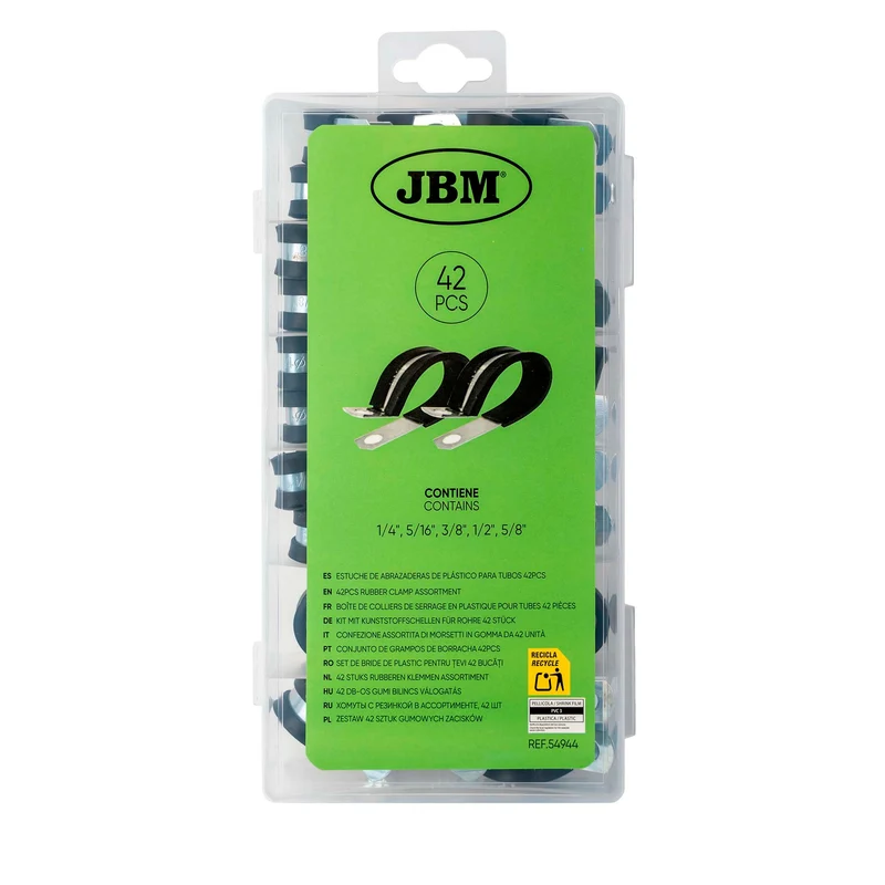 CONFEZIONE ASSORTITA DI MORSETTI IN GOMMA DA 42 UNITÀ 54944 JBM