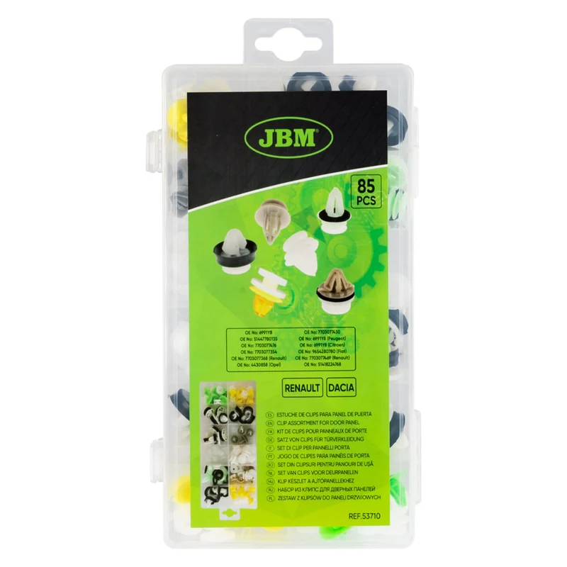 ASSORTIMENTO DI 85 PZ. CLIP PER PANNELLI PORTA RENAULT DACIA 53710 JBM