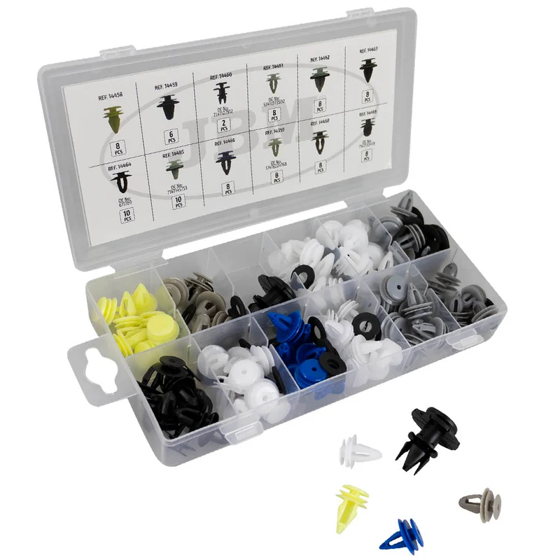 ASSORTIMENTO DI 92 PZ. CLIP PER PANNELLI PORTA/MODANATURA BMW MINI 53719 JBM