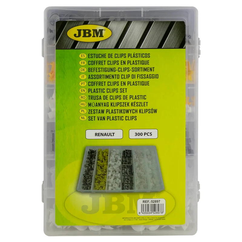 ASSORTIMENTO CLIP DI FISSAGGIO PER RENAULT 300 PEZZI 52897 JBM