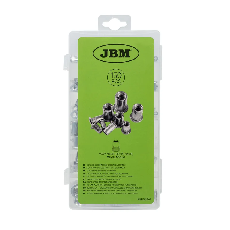 ASTUCCIO DI DADI A RIVETTO CON ZIGRINATURA IN ALLUMINIO 53361 JBM
