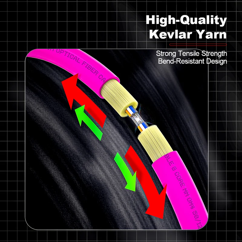 AMPCOM MPO-12 Harness, Multimode OM4 50/125µm 12 Fibers Optic Cable, MPO APC (Female) to 12 x FC APC, Magenta LSZH Jacket