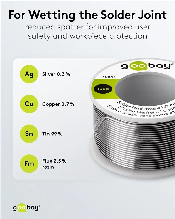 Stagno per saldatura senza piombo, ø 1,0 mm, 100 g