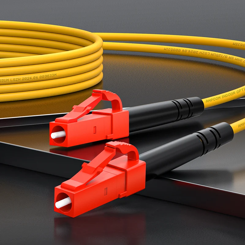 AMPCOM LC to SC SMF 9/125μm Single Mode (OS2) Simplex Fiber Optic Patch Cable, LSZH OFNR 2.0mm Jacket