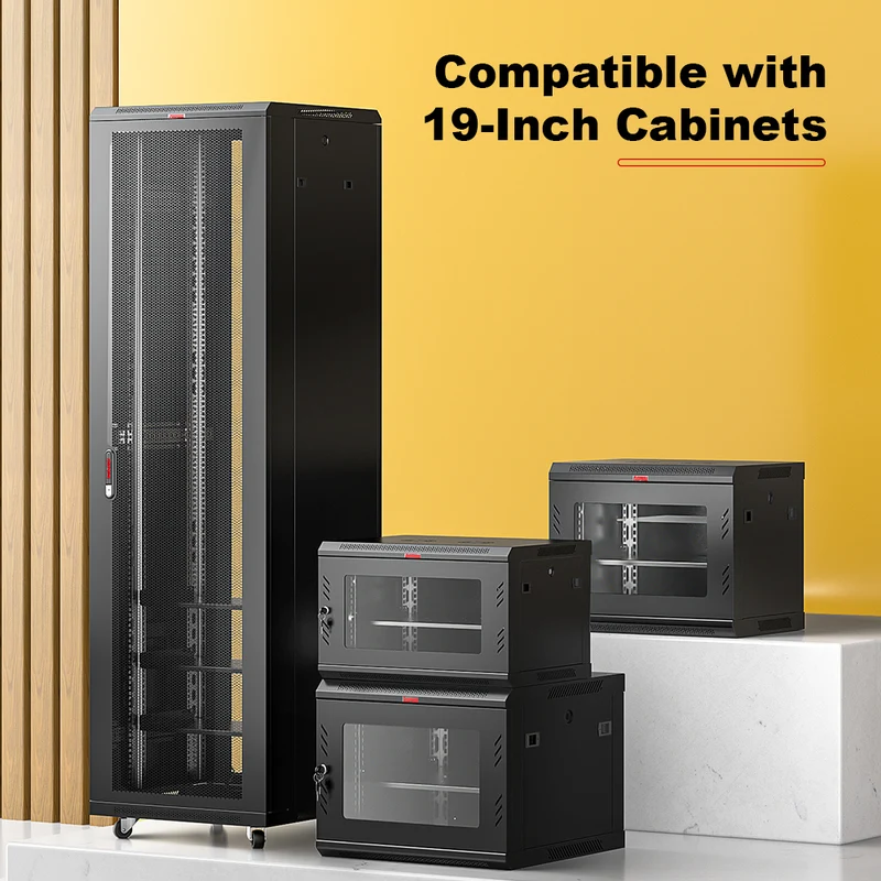 AMPCOM 1U 24-Slot 48-Port Cable Manager, Enlarged Duct, Reinforced Steel, Dual-Hinged Cover