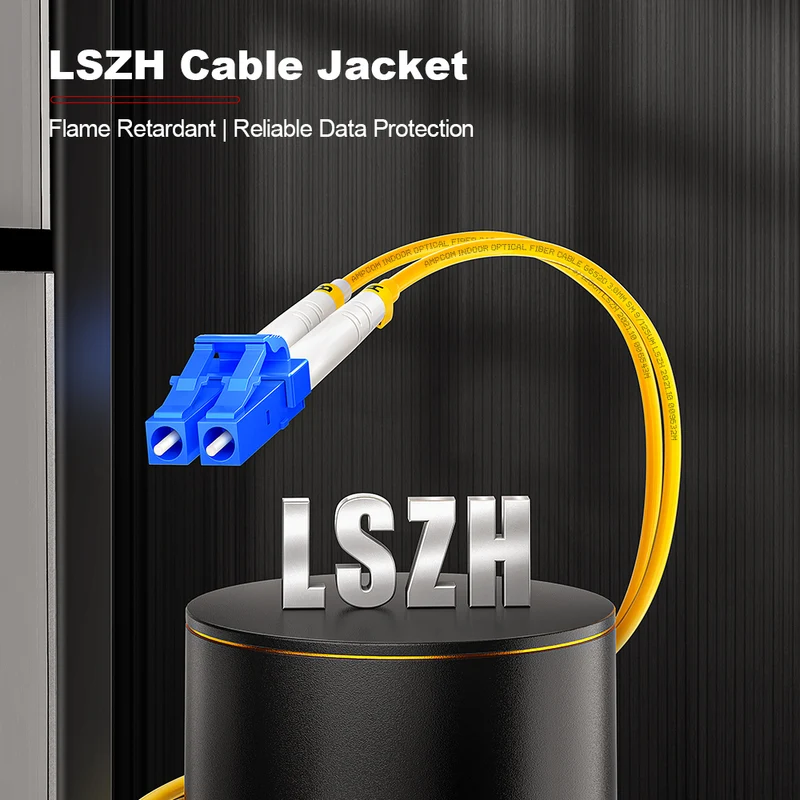 AMPCOM LC to SC SMF 9/125μm Single Mode (OS2) Duplex Fiber Optic Patch Cable, LSZH OFNR 2.0mm Jacket