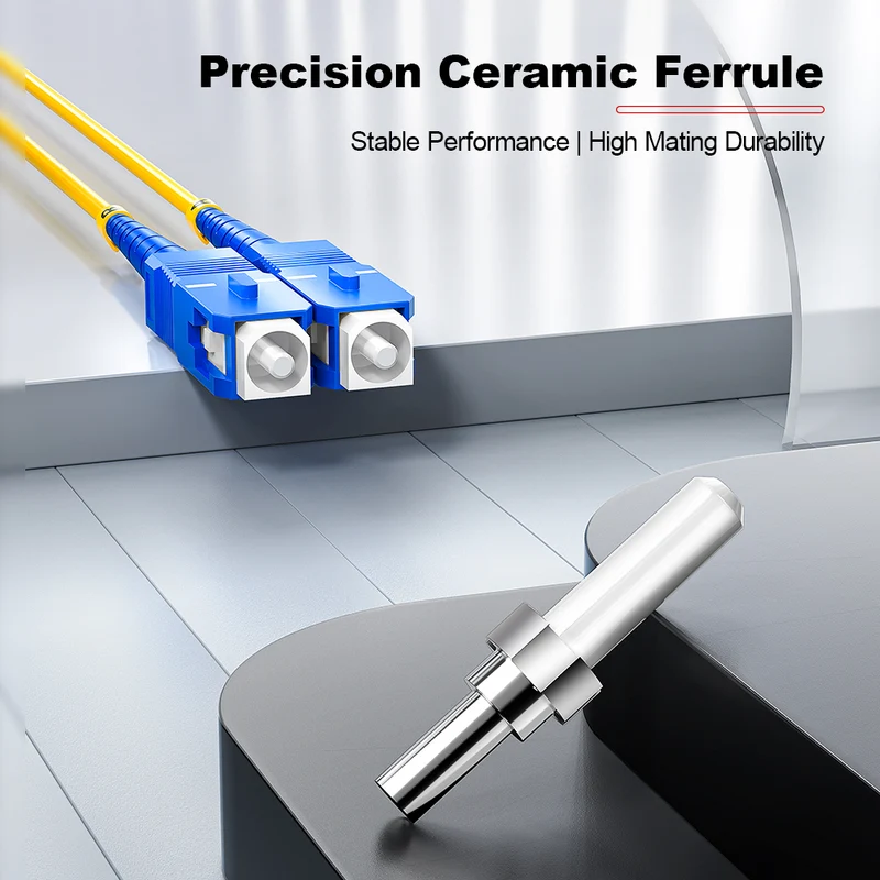 AMPCOM LC to SC SMF 9/125μm Single Mode (OS2) Duplex Fiber Optic Patch Cable, LSZH OFNR 2.0mm Jacket