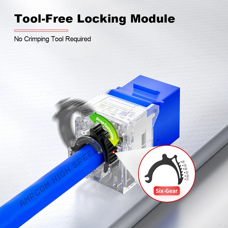 AMPCOM 0.5U 24-Port Unshielded Tool-Less Keystone Patch Panel, 19-inch Rack Mount with Cable Management Rings