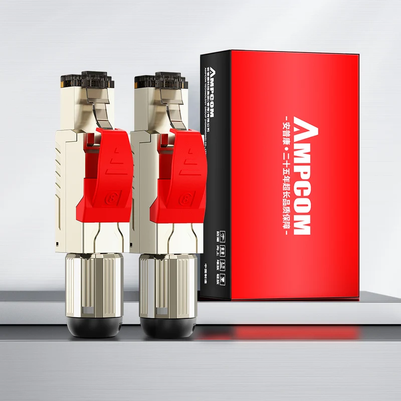 AMPCOM TW Cat8 Zinc-Alloy Shielded Tool-Free RJ45 Connector for 22-24 AWG Ethernet Cable