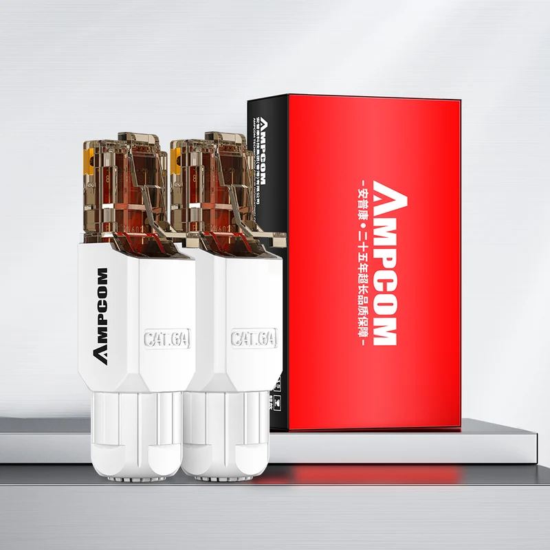 AMPCOM Cat6a Unshielded Tool-Free RJ45 Connector for 23-26 AWG Unshielded Ethernet Cable
