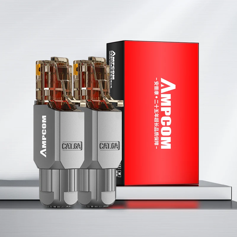 AMPCOM Cat6a Unshielded Tool-Free RJ45 Connector for 23-26 AWG Unshielded Ethernet Cable