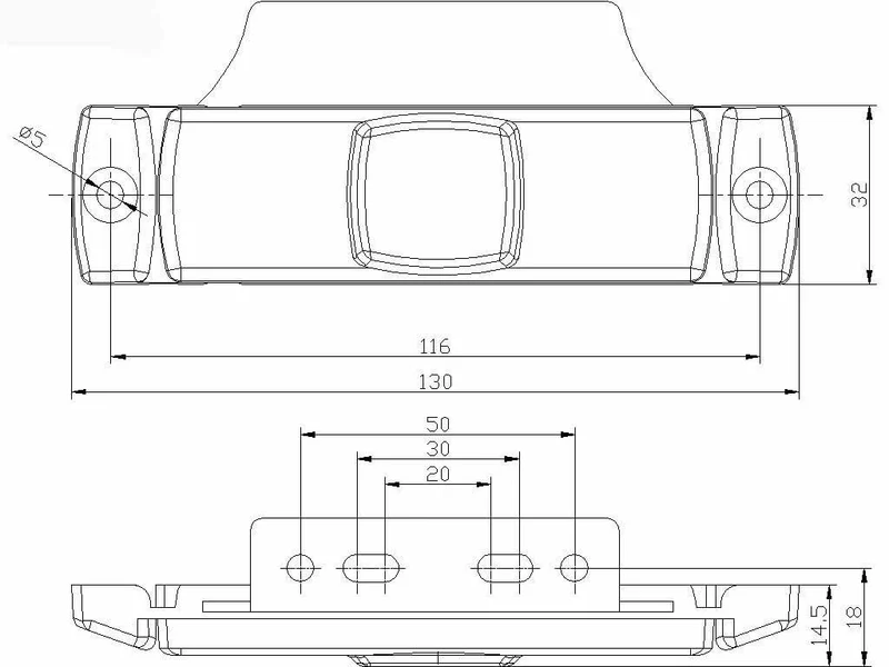 Slimline Amber Side Marker Lamp with Horizontal Bracket
