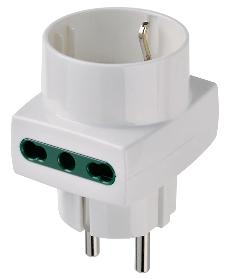 VIMAR 00325.B - Adattatore Triplo, 1 presa tedesca 2 prese bipasso 10/16A bianco