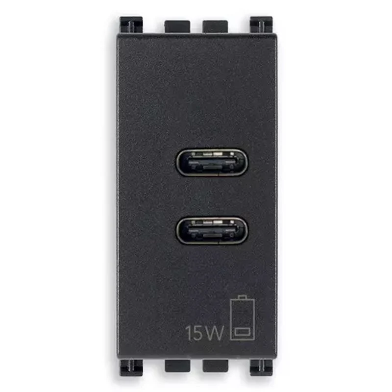 VIMAR 19292.CC - Alimentatore USB C+C 15W 3A 5V 1M grigio
