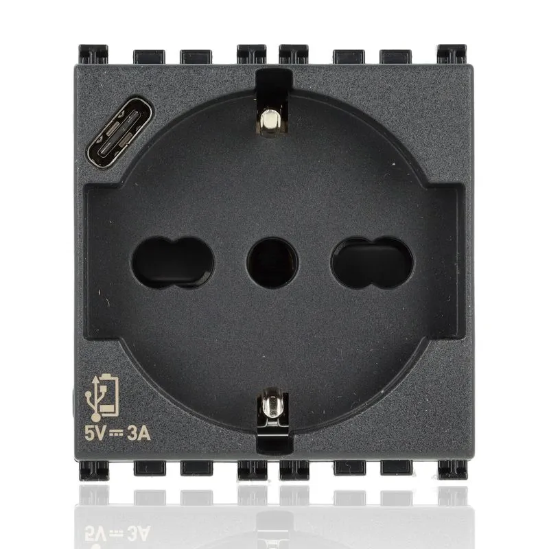 VIMAR 19210.USB - Presa SICURY 2P+T 16 A 250 V Nera - Arke