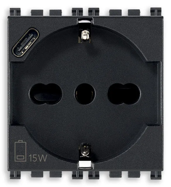 VIMAR 19210.USB - Presa SICURY 2P+T 16 A 250 V Nera - Arke