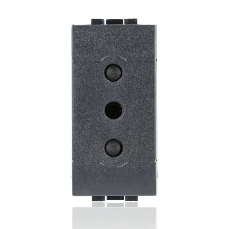 BTICINO L4113 - Presa 2P+T 10A 250 Vac - Interasse 19Mm - Alveoli Schermati - Antracite - LivingLight
