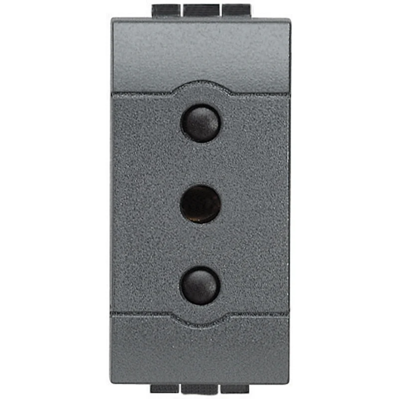 BTICINO L4113 - Presa 2P+T 10A 250 Vac - Interasse 19Mm - Alveoli Schermati - Antracite - LivingLight